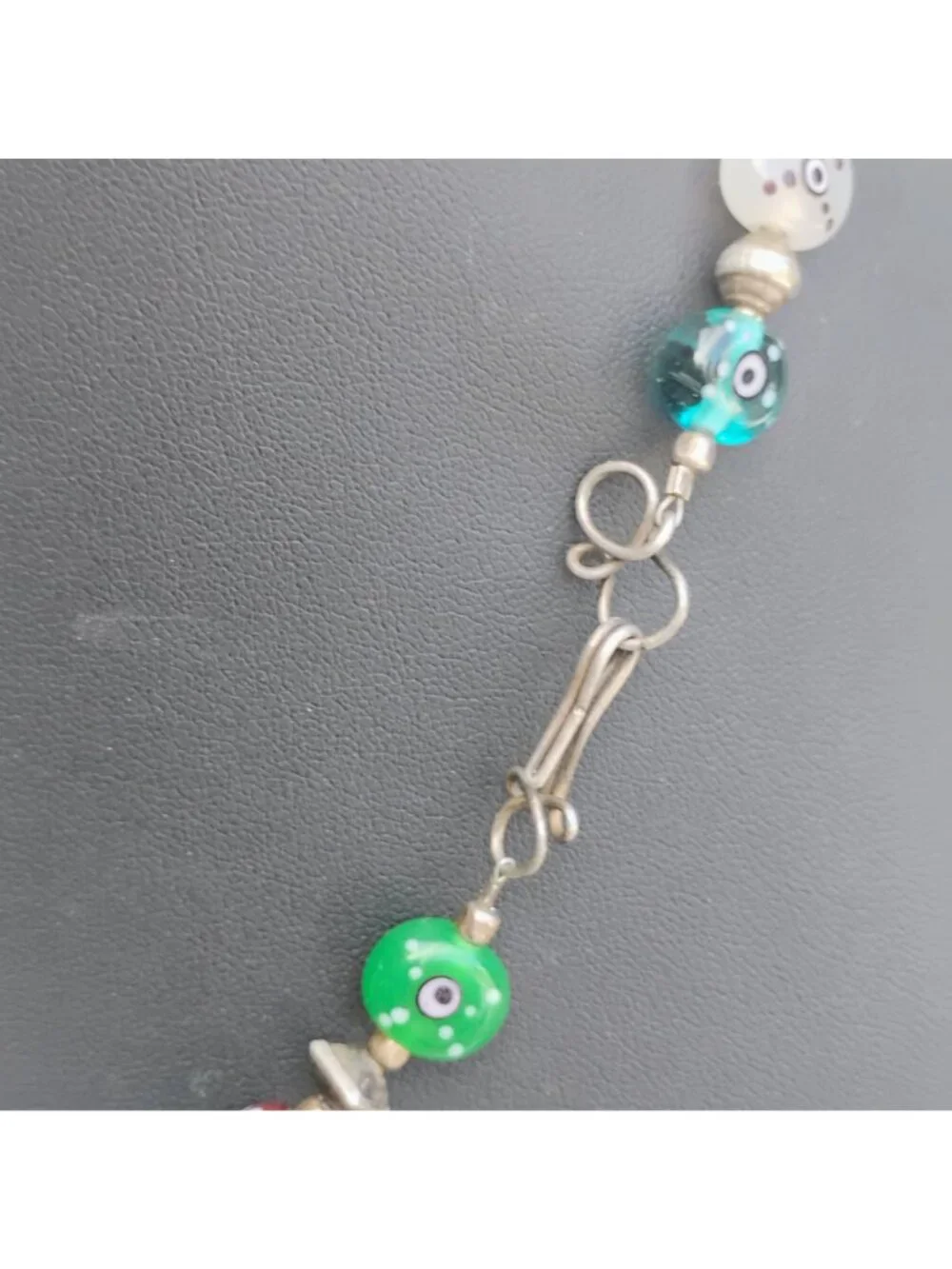 Handmade Italian Murano Glass Millefiori Bead Necklace All Seeing Eye 15" - Picture 7 of 10